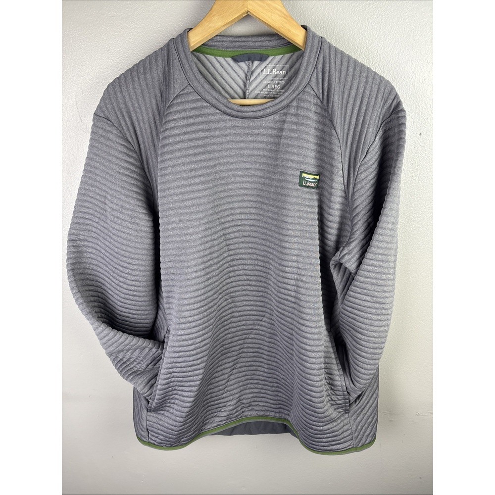 LL Bean Ribbed Long Sleeve Pullover Size Large Gray
